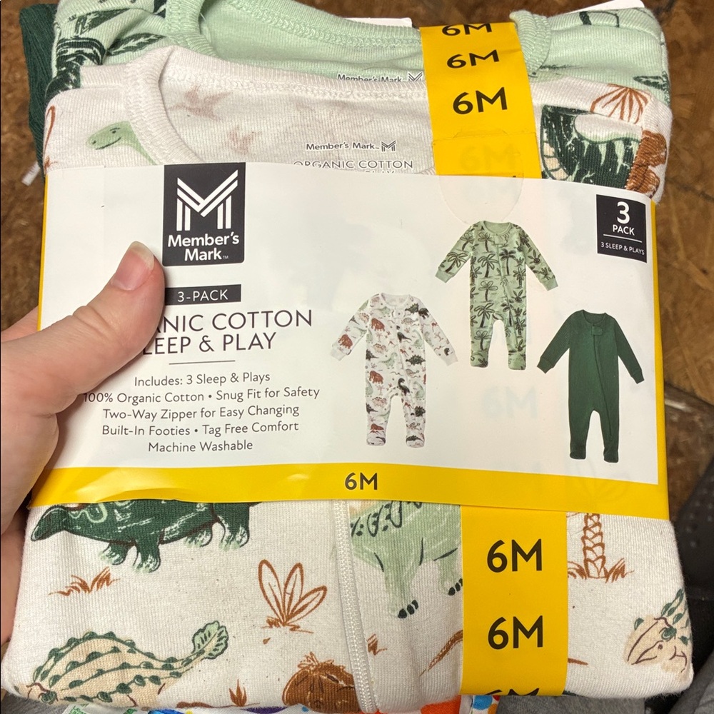 Member's Mark Organic Cotton Kids Pajamas - Green and White